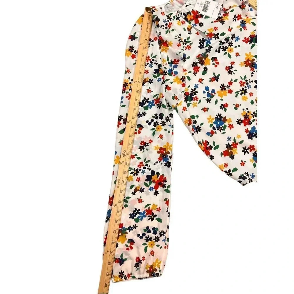 Kate Spade Sailing Floral Ruffle Blouse Ivory Multi Long Sleeve Top NWT Size XL - Picture 7 of 15